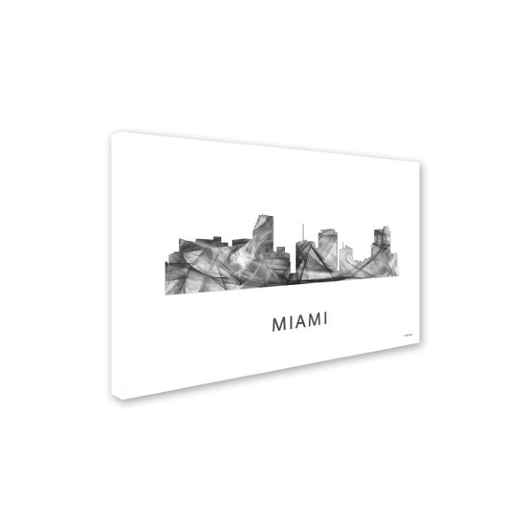 Marlene Watson 'Miami Florida Skyline WB-BW' Canvas Art,12x19